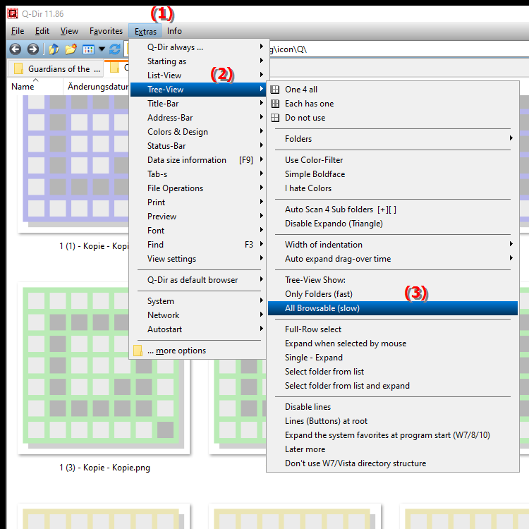 How do I configure the File Explorer directory structure to display all expandable directories